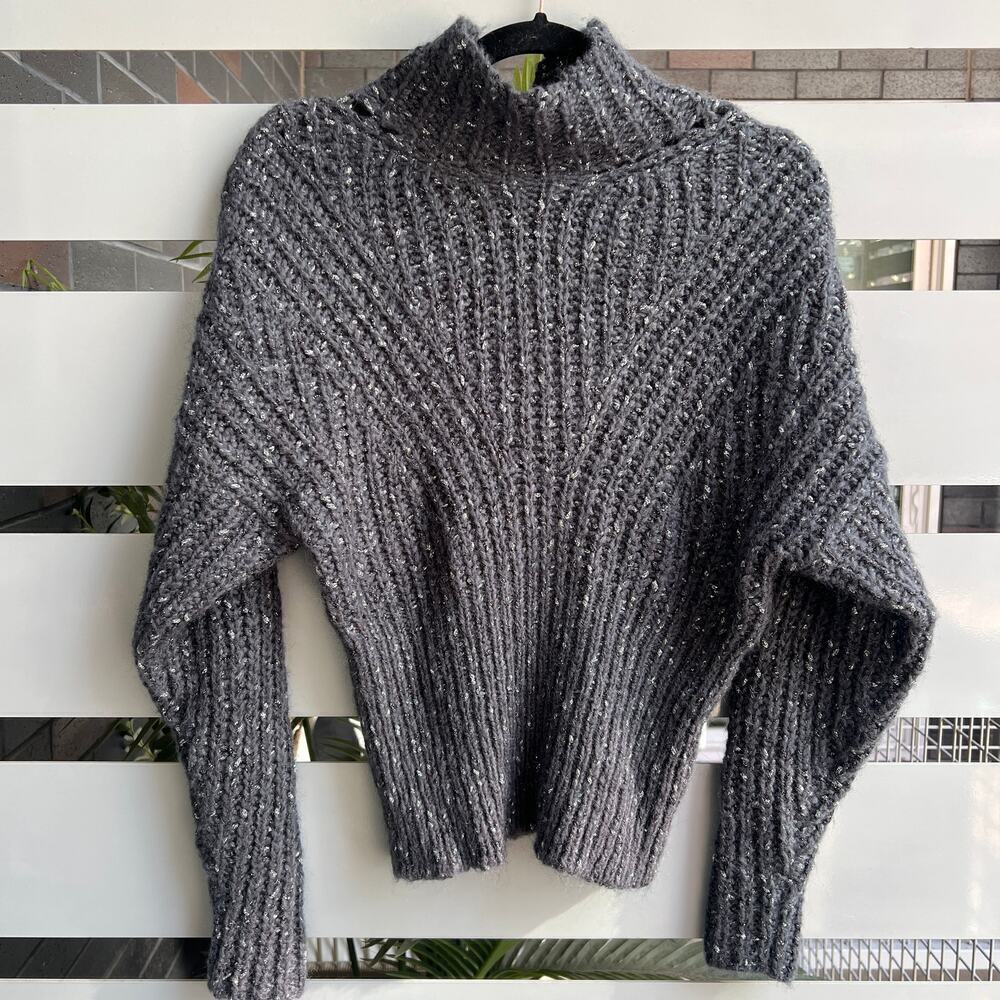 IRO Gray Metallic Kellers Chunky Knit Sweater Size S - Picture 2 of 7